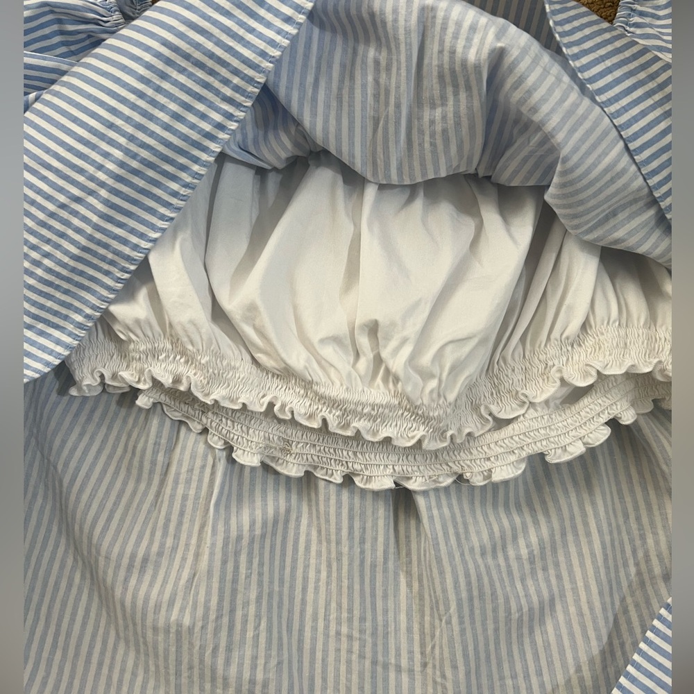 Zara blue/white striped off the shoulder shirt - Picture 3 of 4
